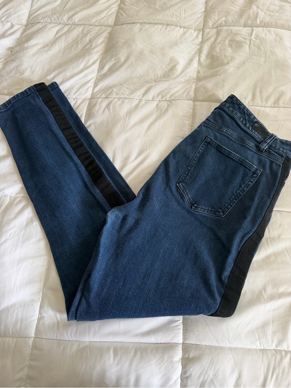 Ralph Lauren Dark Blue Straight-Leg Jeans with tuxedo Black Side Stripe - Picture 7 of 9